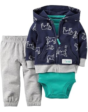 Carter's Baby Boys 3-Piece Short-Sleeve Safari Bodysuit, Beach Patrol, 9 Months