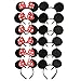 CHuangQi 12pcs Mouse Ears Solid Black and Red Bow Headband for Boys and Girls Birthday Party Celebration or Event