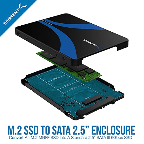 SABRENT Internal M.2 to SATA III 2.5" Case with B&M Key Holder (Not Support PCIe NVMe) Aluminum (EC-M2SA)
