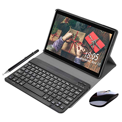 2 in 1 Tablet Android 8.1 10 Inch, Tablet PC with Wireless Bluetooth Keyboard Case, Tablet Cases with Pencil 3GB RAM 64GB ROM, Dual SIM Quad Core 1.5Ghz, Dual Camera 5MP + 8MP (Black)