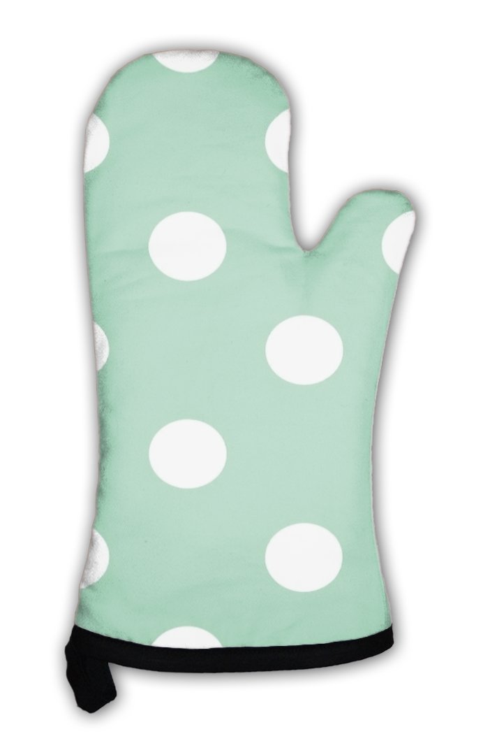 Gear New Oven Mitt, Retro Pattern with Polka Dots On Mint Green, GN24292