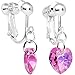 Body Candy Handcrafted Pink Heart Clip Earrings Created with Swarovski Crystals