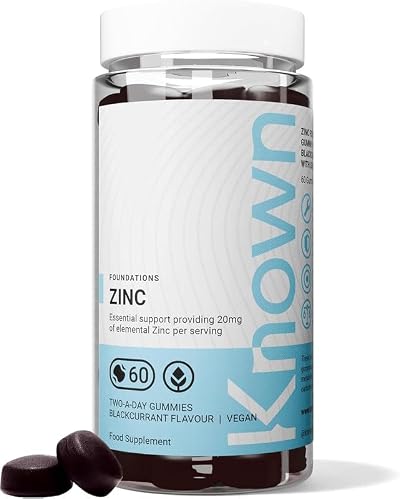 Known Zinc Gummies 20mg Blackcurrant Chewable Vegan Supplement