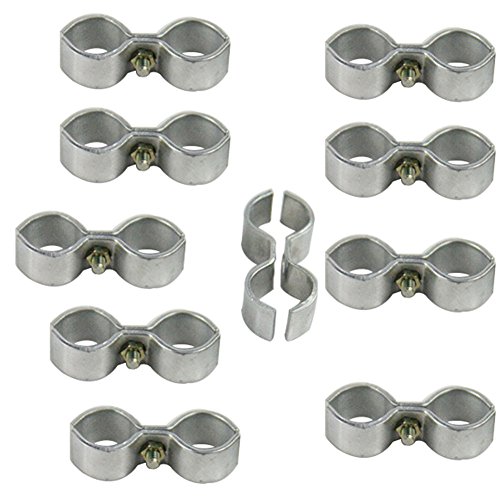 Mike Home Kennel Clamps Shelf Pole Connector Double Port Pipe Clamps Clips 20mm/0.78" Set of 10 (20mm)