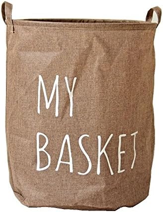Aiyani Cotton Linen Quote Series Fodable Large Brown Storage Laundry Basket/ Nursery Hamper - MY BASKET