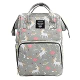 Waterproof Diaper Bag Backpack Multi-Function Large Capacity Travel Backpack Nappy Bags for Baby with Unicorn Cloud Star Pattern (Gray)