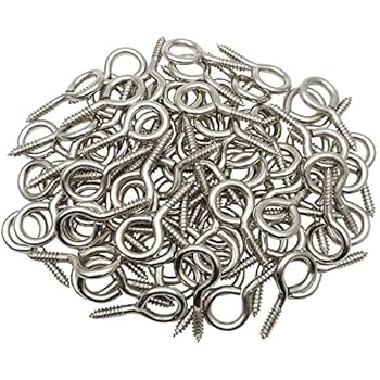 Axe Sickle 1.6 inch Screws Eyes Metal Eyes Hooks Screws Eyes Lag Thread Eyebolt Small Eyelet Screws 50 Pcs.