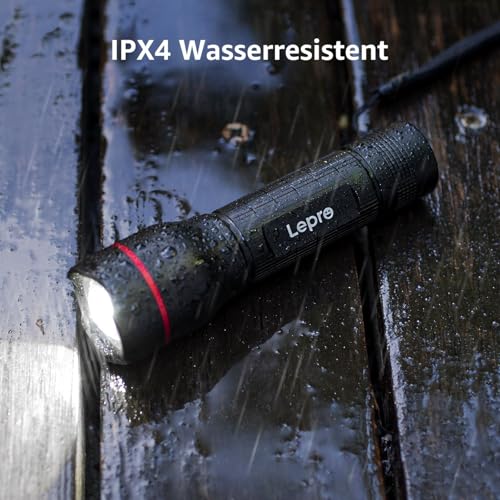 Lepro LED Torch, LE2000 Extremely Bright LED Torches with 5 Modes, Zoomable Camping Hand Lamp, Waterproof Torch for Camping, Outdoors, Hiking, Fishing, Gift (Pack of 2) | Extremely bright mini torches (no batteries included), waterproof torch light for outdoor, hiking, gift, emergency