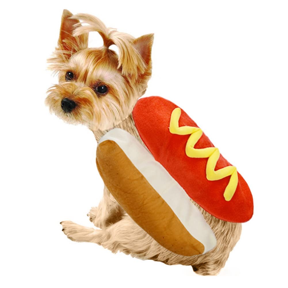 Pet Hot Dog Costume Hamburger Design Dog Clothes Pet Halloween Cosplay Outfit Holiday Party Dress Up for Puppy Kitten (S)