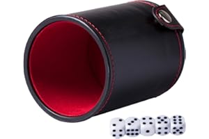 ifundom PU Leather Double-Layer Dice Cup with Dices Portable Lightweight Shaker for Craps Backgammon and