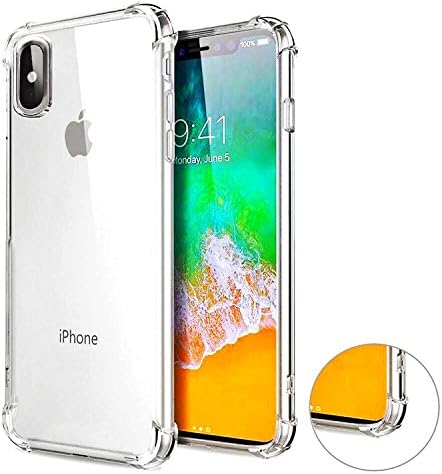 iPhone X Case, PJC STUDIO Slim Crystal Clear Soft TPU Cover With Air Cushion Technology and Drop Protection Corner for Apple iPhone X (2017) [Support Wireless Charging] - Crystal Clear