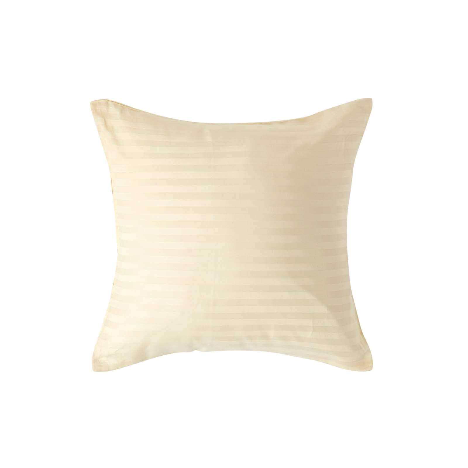 HOMESCAPES Pastel Yellow Pure Egyptian Cotton Euro Size Pillowcase 40 x 40 cm 330 TC 500 Thread Count Percale Equivalent Satin Stripe Pillow Case with Zip