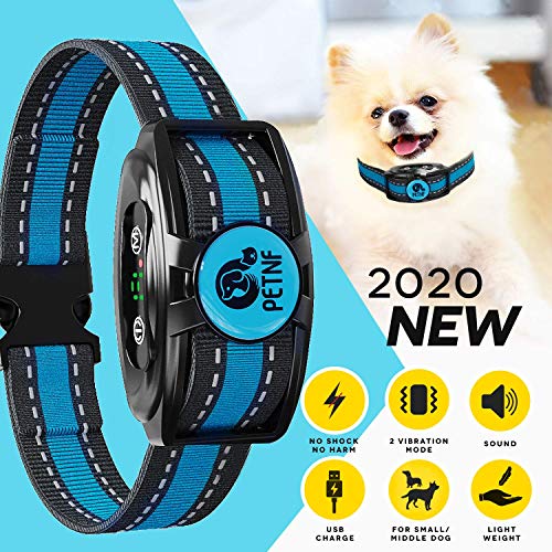2020 Upgraded Dog Bark Collar No Shock Bark Control Collor Rechargeable with Beep Vibration Anti-Bark Training Collar for Small Medium Large Dogs (5 Adjustable Sensitivity Control 2 Vibration Mode)