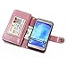 TabPow Galaxy J7 Case, 10 Card Slot - ID Slot, Button Wallet Folio PU Leather Case Cover with Detachable Magnetic Hard Case for Samsung Galaxy J7 J700 (2015) - Rose Pink