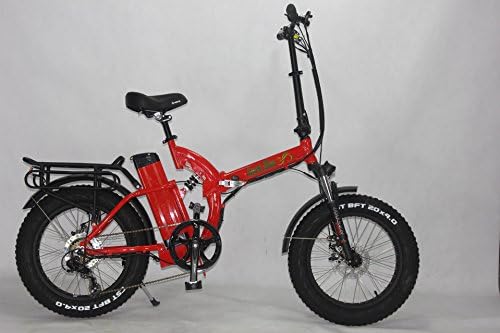 Green bike USA GB500 FAT TIRE folding electric bicycle, full suspension 500W motor, strongest Samsung 48V/15.6AH battery (RED)