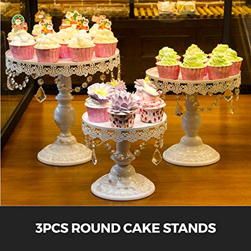 image for Happybuy Set of 6 Pieces Cake Stand 3 Tier Cupcake Holder with Pendant