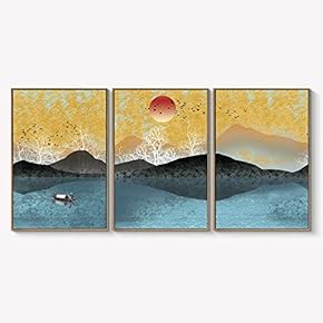 Framed Canvas Wall Art for Living Room, Bedroom Abstract Landscape Dream Place Canvas Prints for Home Decoration Ready to Hanging - 16"x24"x3 Panels