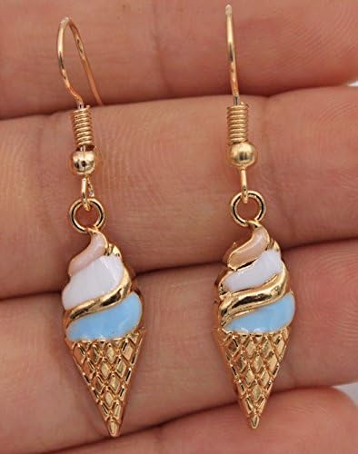 phitak shop 1.7'' Ice Cream Food Oil Painted Alloy Lovely Evening Prom Lady Hook Earrings