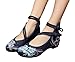 AvaCostume Womens Embroidery Rubber Sole Summer Wedges Sandals Fashion Dress Shoes for Cheongsam, Blue, 39