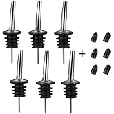 BALTRE 6PCS Liquor Bottle Pourers, Stainless Steel Olive Oil Spouts, Bottle Pourers for Alcohol, Olive Oil, with Dust Caps Liquor Pour Spout
