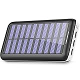 Solar Charger 24000mAh Power Bank,PLOCHY Portable Charger Solar Phone Charger with Lightning & Micro Input and 3 USB Port External Battery Pack for iPhone, Samsung Galaxy and More