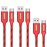 USB C Cable, CHOETECH 3-Pack Type C to USB 3.0 (6.6ft x 2, 3.3ft x 1)Nylon Braided Fast Charging Cord for Samsung Galaxy S9, Note 8, S8, S8 Plus,Nintendo Switch, Nokia 8,LG G5 G6 V20, HTC 10