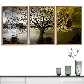 3 Piece Framed Canvas Wall Art for Living Room, Bedroom Abstract Tree Canvas Prints for Home Decoration Ready to Hang - 16"x24"x3 Panels