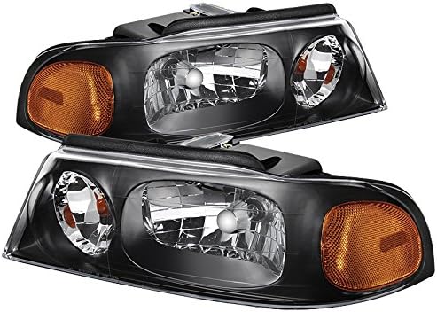 Jdragon for Lincoln 1998-2002 Navigator Black Housing Replacement Headlights Left + Right Set