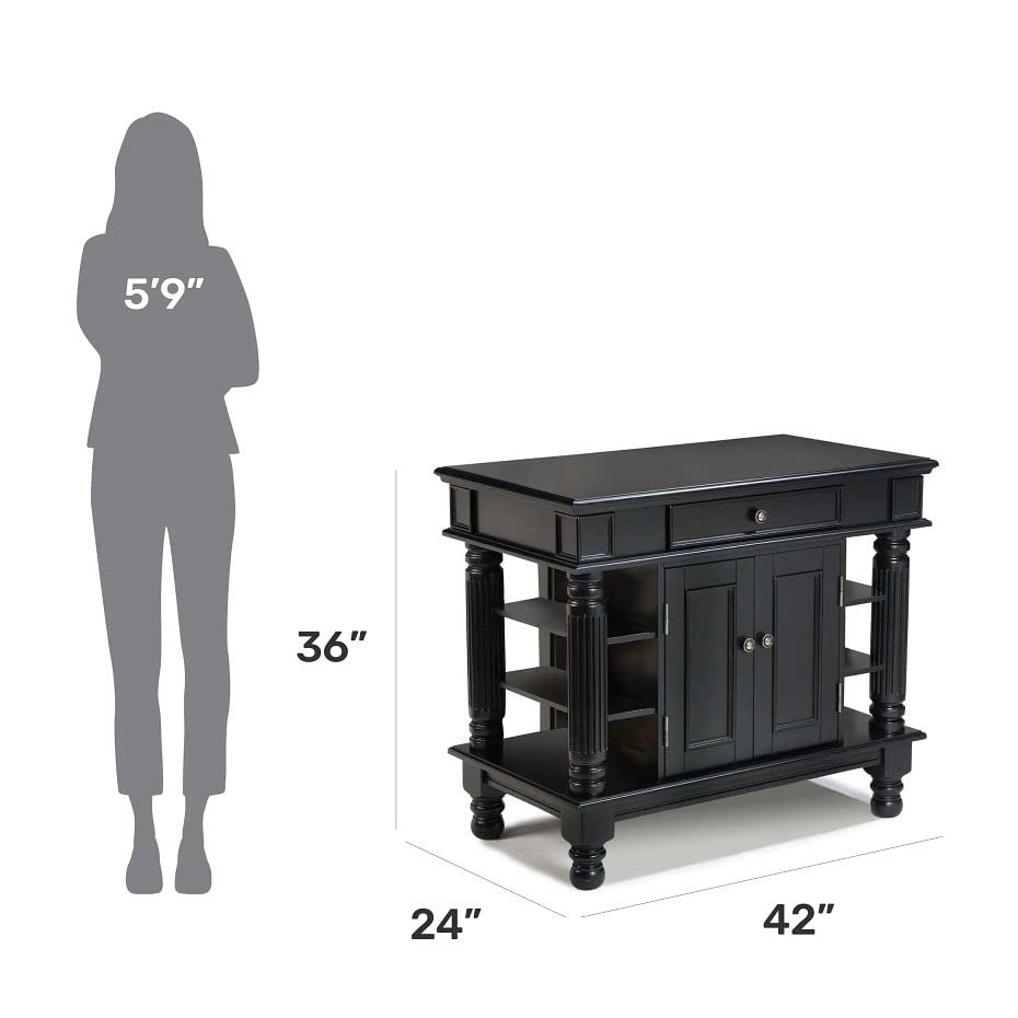 Homestyles Americana Black Kitchen Island with Open Shelving by Home