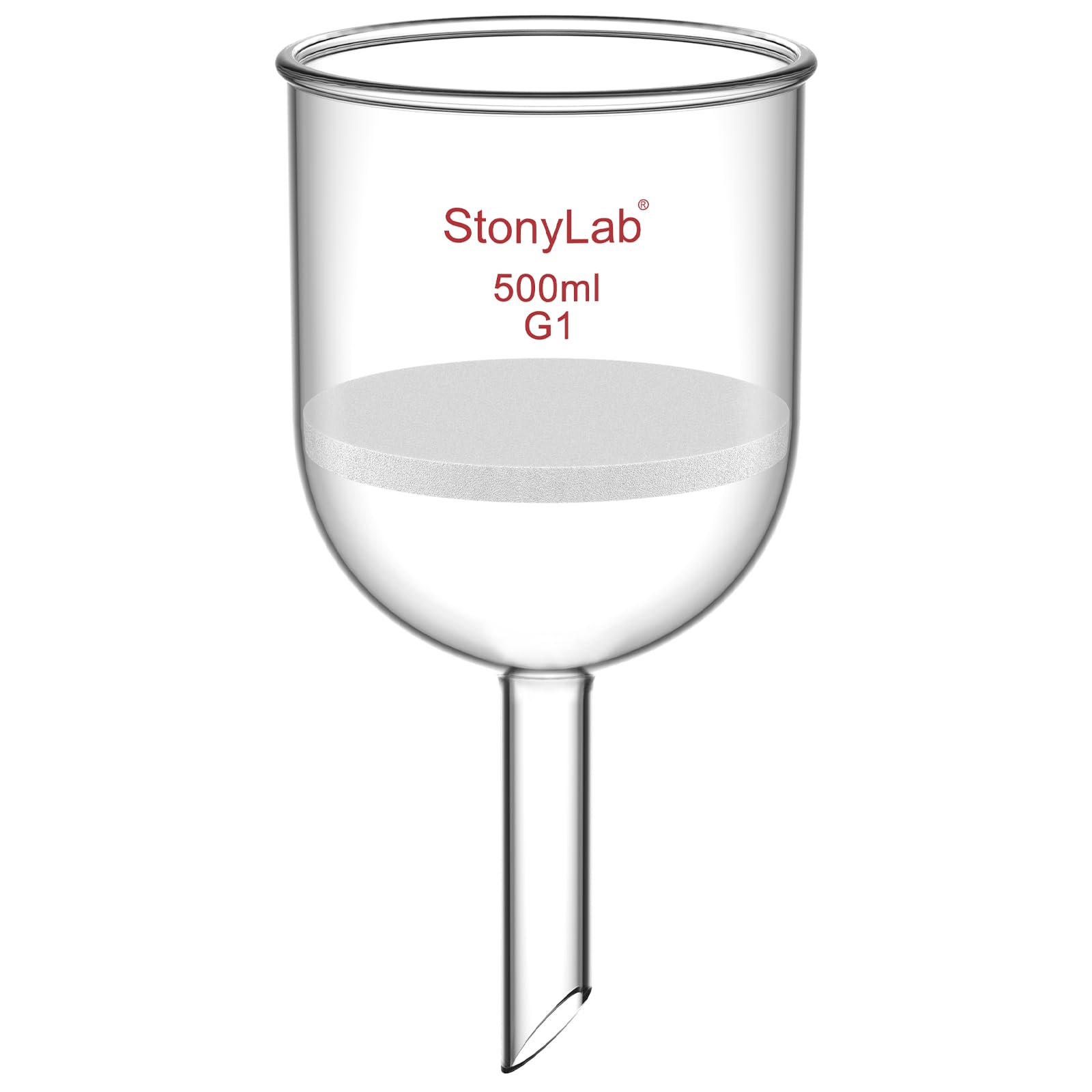 StonyLab Borosilicate Glass Buchner Filtering Funnel with Coarse Frit(G1), 94mm Inner Diameter, 100mm Depth(500ml)