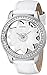 GUESS Women's U0534L1 White Floral Watch with Genuine Patent Leather Strap