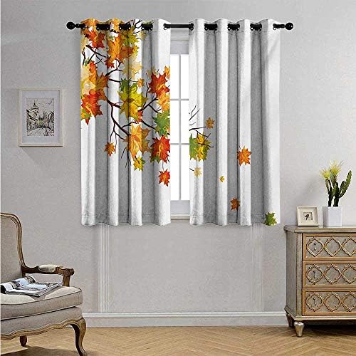 Fall Decorative Curtains for Living Room Fall Image with Canadian Maple Leaves Botanical Foliage Nature Warm to Cold Effects Blackout Drapes W55 x L39(140cm x 100cm) Yellow Orange