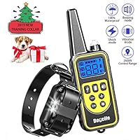 FUNSHION Dog Shock Collar with Remote 800 Yards USB Charging Shock Collar for Dogs 100% Waterproof 4 Modes Shock Vibration Sound LED Light Adjustable Dog Training Collar for Small Large Dogs (1)