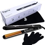 Argus Le Professional Ceramic Tourmaline Ionic Flat Iron Dual-Purpose Hair Straightener with FREE Heat Resistant Glove & Pouch 1 inch (450¨H Max, Safe Storage Lock Design,LED Display, Anti-Scald)