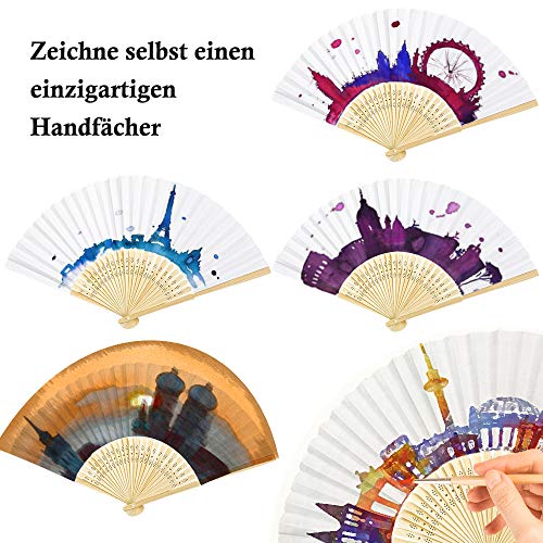 ZOOI Wedding Fans, Pack of 18 White Hand Fans, Wedding Decoration, Folding Fans, Guest Gift, Fecher, Summer Wedding, Wedding Decoration, Hand Fan, Asian Decoration for Birthday Party, Wedding, Wall Decoration