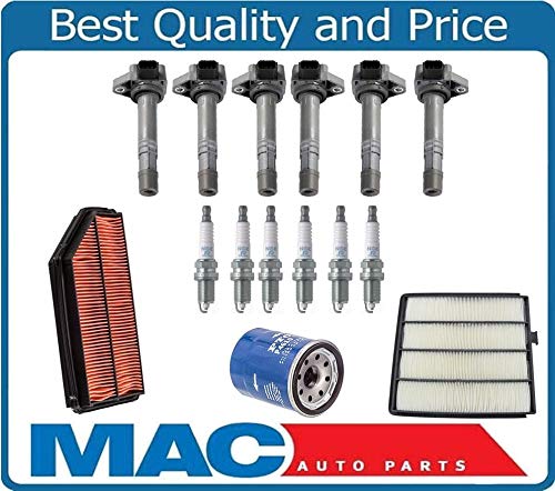Mac Auto Parts 6 Spark Plug 6 Ignition Coils Oil Cabin Air Filter Replacement 15pc Kit for Honda Pilot 03-08