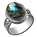 Labradorite Ring Size 10 Sterling Silver Plated For Women, August Birthstone Southwest Bohemian Handmade Jewelry Christmas Mother's Day Gifts For Her
