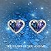 AOBOCO Sterling Silver Blue Purple Heart Earrings, Crystals from Austria, Hypoallergenic Stud Earrings, Anniversary Birthday Jewelry Gifts for Women - Your Prisoner of Love Series