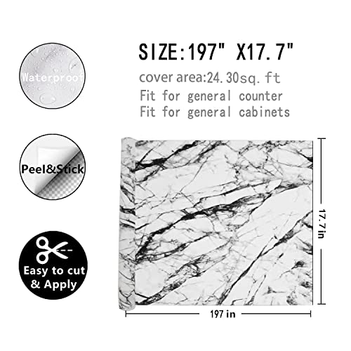 Contact Paper White Countertops Contact Wallpaper with Waterproof,Self