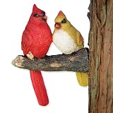 Bits and Pieces - Pair of Cardinals Tree Hugger - Animal and Bird Tree Sculpture Outdoor D&eacute;cor Garden Statue