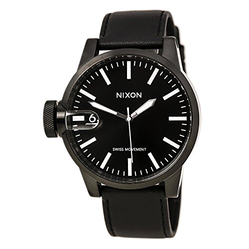 NIXON Men's Quartz Stainless Steel and Leather Watch, Color:Black (Model: A127-001)