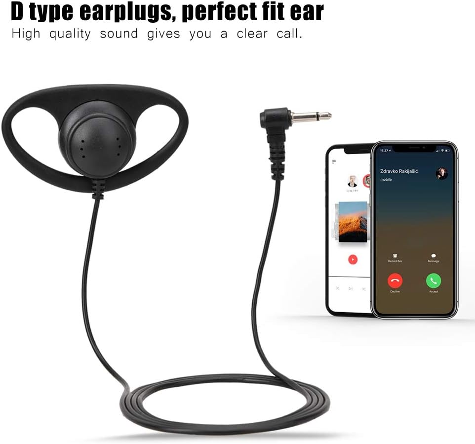 Diyeeni D-Shape Walkie Talkie Headset, 3.5mm Two-Way Radio Headset, Safety Ear Clip Ear with 90cm Cable - Image 4