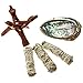 Premium Bundle with 5 Inch or Larger Abalone Shell, Stained Wooden Tripod Stand, and 3 California White Sage Smudge Sticks for Incense Burning, Home Fragrance, Energy Clearing, Yoga, Meditation