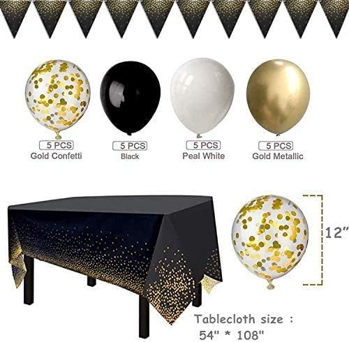 142 Pieces Black and Gold Party Supplies Set, Golden Dot Partys Dinnerware, Include Black Paper Plates Napkins Cups - Image 5