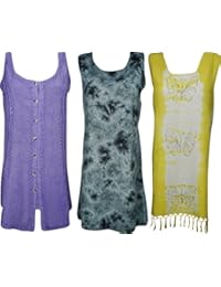 Wholesale Lot Of 3 Womens Shift Dress Tie Back Sleeveless Look Of Thunder Bohemian Sundress