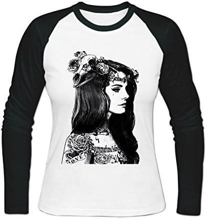 Lana Del Rey Wonderful flower Graphic Printed Women's Long Baseball T-shirt S White