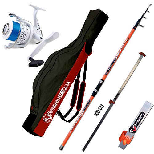 Agc Kit De Surfcasting Composé De Canne à Pêche Catcher 390 Cm 200 G + Moulinet Shizuka Sk7 7000 + Housse Porte-canne Evo Fishing + Pichet Evo Fishing