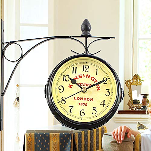 Muellery Vintage Double Sided Wall Clock Iron Metal London Kensington