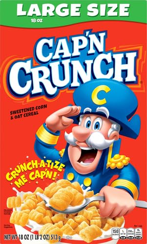 QUAKER CAP’N CRUNCH BREAKFAST CEREAL, 18OZ BOX, 18 OZ