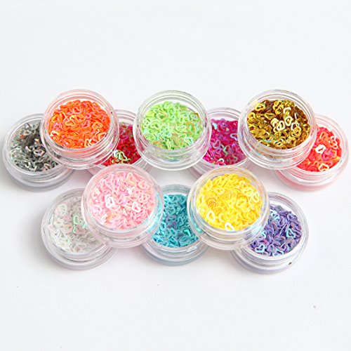 DIY 12 Colors Hollow & Solid Heart Star Iridescent Glitter Sequins Spangle 2 Sets 24 Jars for Nail Art Tip Deco Crafts Project - Thumbnail 4